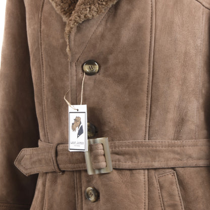 Full Length Belted Shearling Coat Size EU 50 UK 40