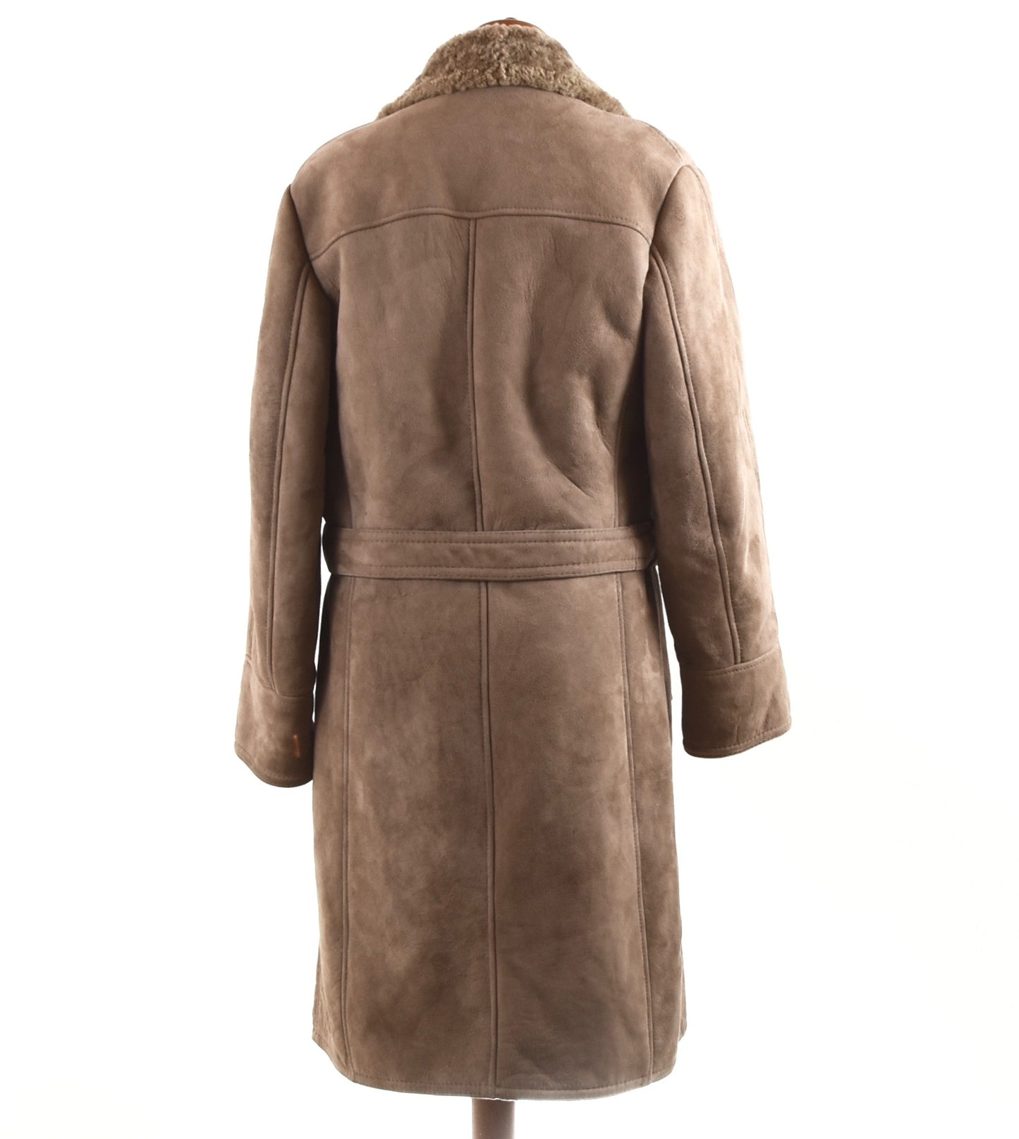 Full Length Belted Shearling Coat Size EU 50 UK 40