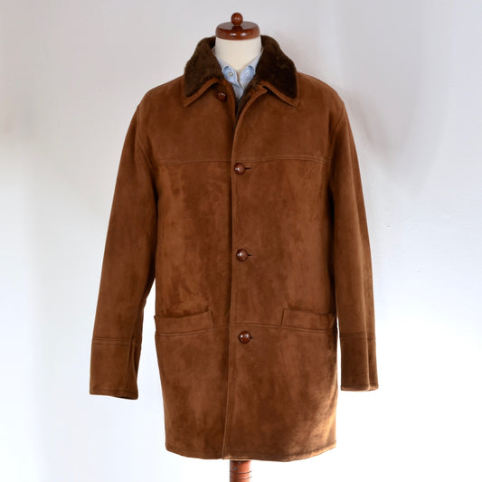 Original Shearling Ledermantel Größe 50 - Tabakbraun