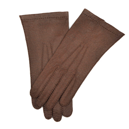 Unlined Peccary Gloves Size 8 1/2 - Dark Brown