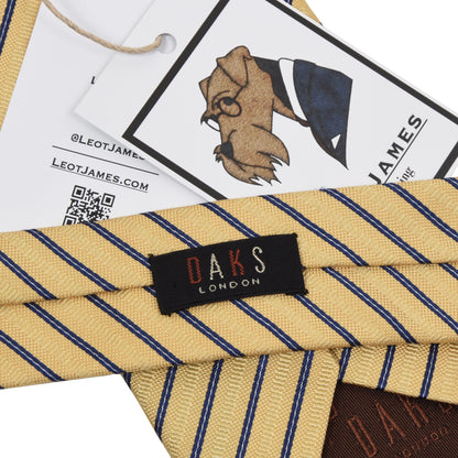 DAKS London Striped Silk Tie - Gold/Yellow & Navy