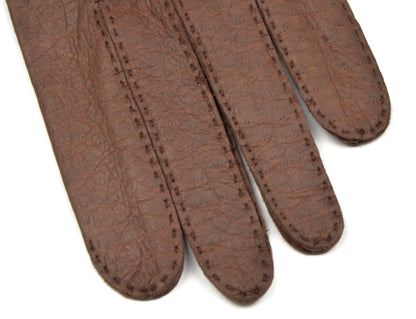 Ungefütterte Peccary-Handschuhe Größe 8 1/2 - Dunkelbraun