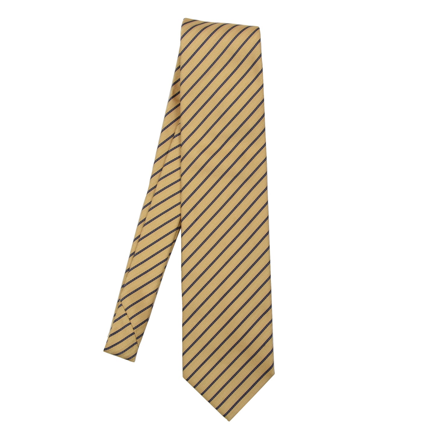 DAKS London Striped Silk Tie - Gold/Yellow & Navy