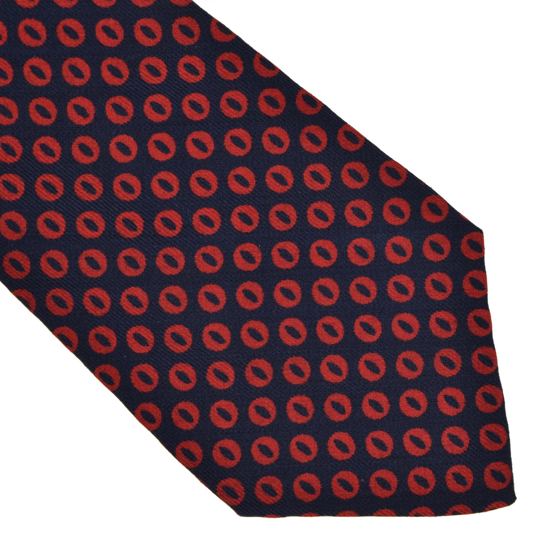Knize Wien Challis-Krawatte aus Wolle - Marineblau & Rot