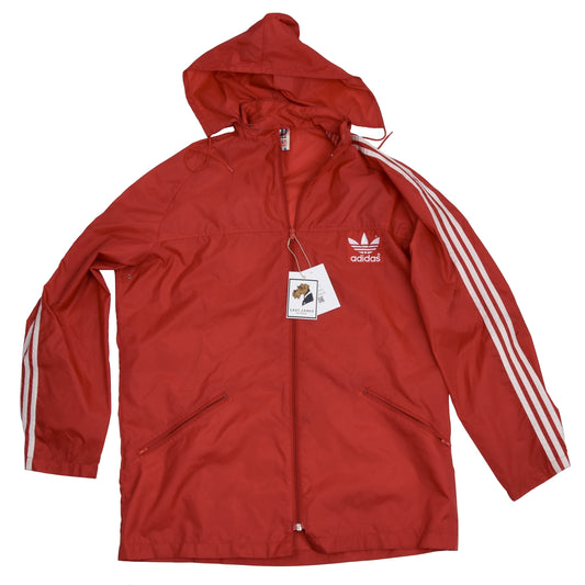 Vintage 80er Jahre Adidas Nylon Regenjacke Größe 52 - rot