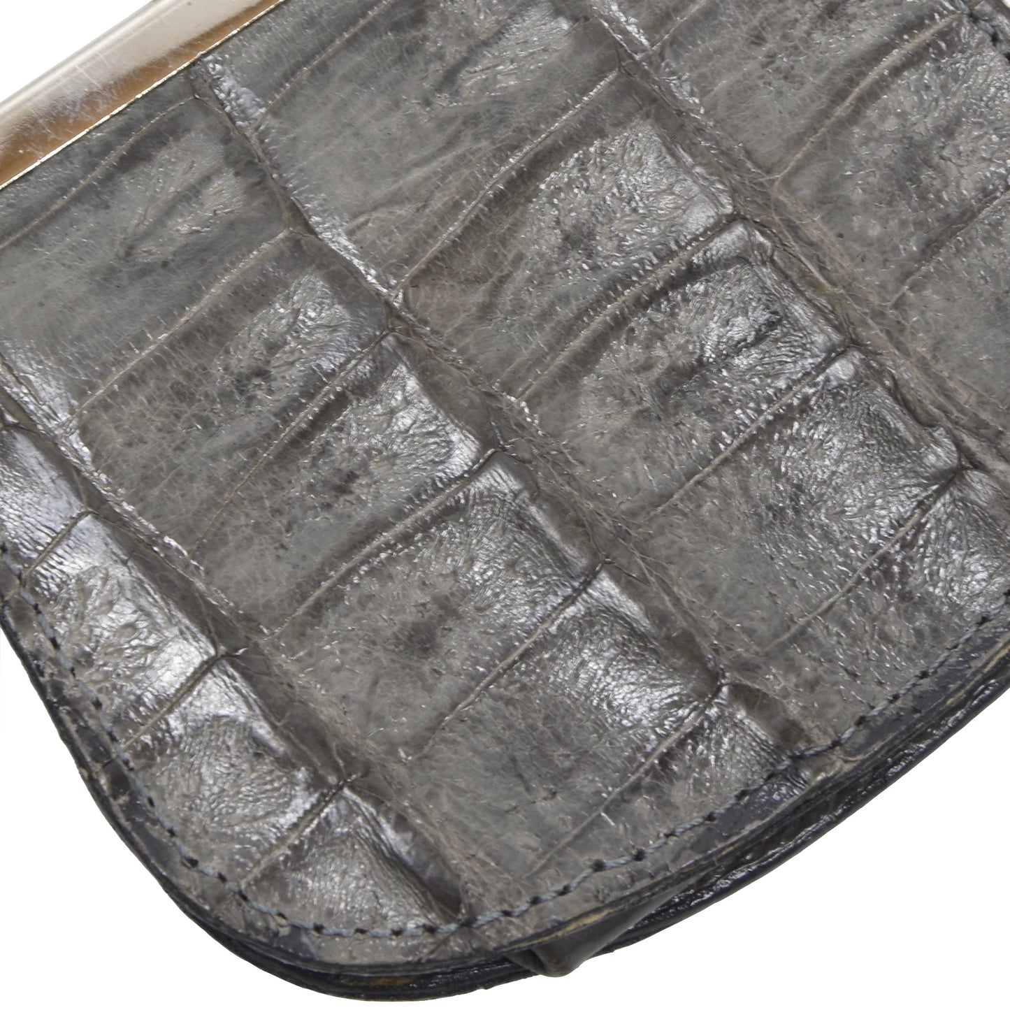 Classic Genuine Crocodile Coin Wallet - Grey