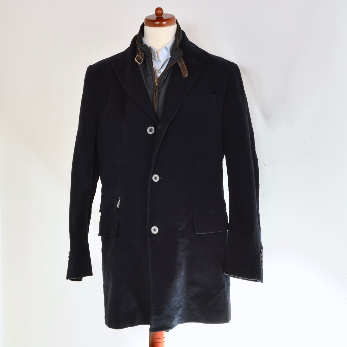 Massimo Dutti Coat Zip Out Collar Size 56 Slim - Navy