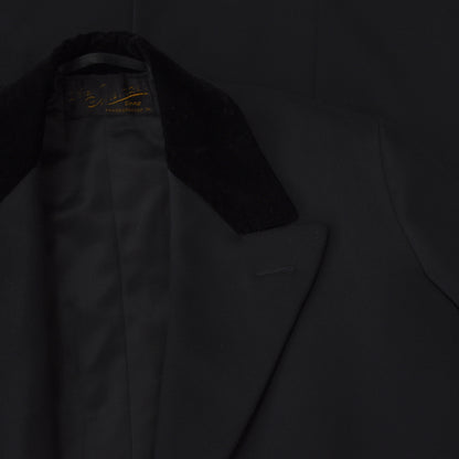 Bespoke 1920s-1930s Velvet-Collared Chesterfield Coat - Black