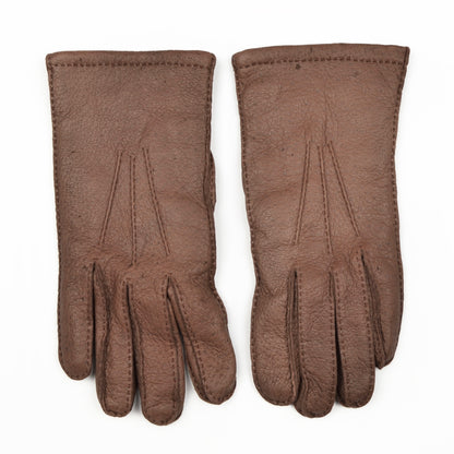 Mit Wolle gefütterte Peccary-Handschuhe Größe 8 1/2 - Dunkelbraun