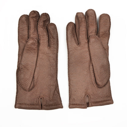 Mit Wolle gefütterte Peccary-Handschuhe Größe 8 1/2 - Dunkelbraun