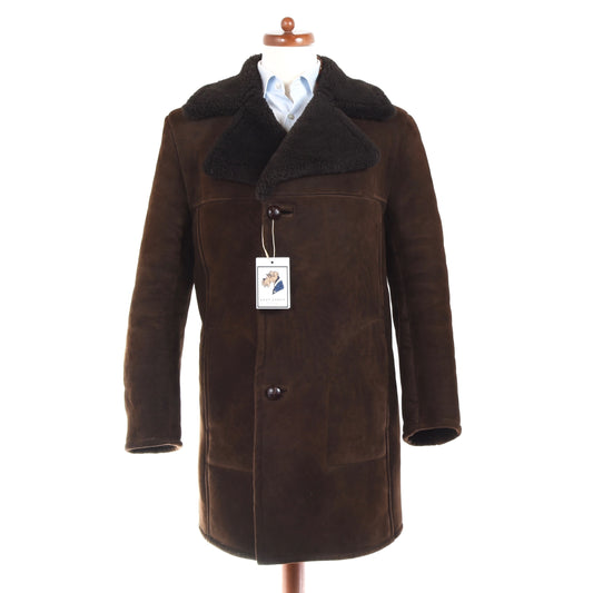 Suede &amp; Leathercraft Limited Shearling Mantel Größe UK38 - Braun