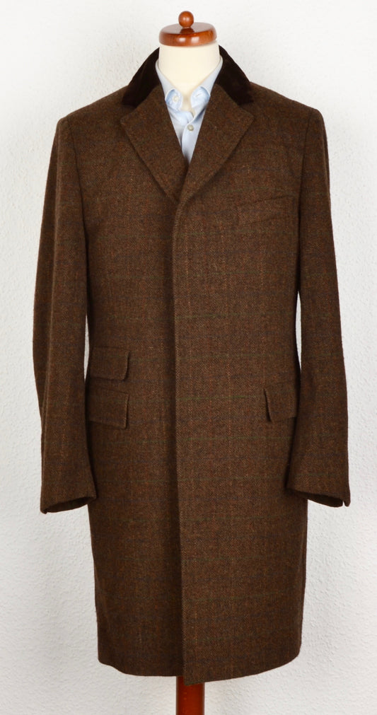 DAKS London Tweed Chesterfield Overcoat Size 54 - Brown