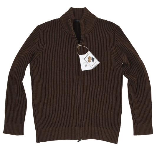 Ermenegildo Zegna Sport Wool Zip Cardigan Sweater Size M - Brown