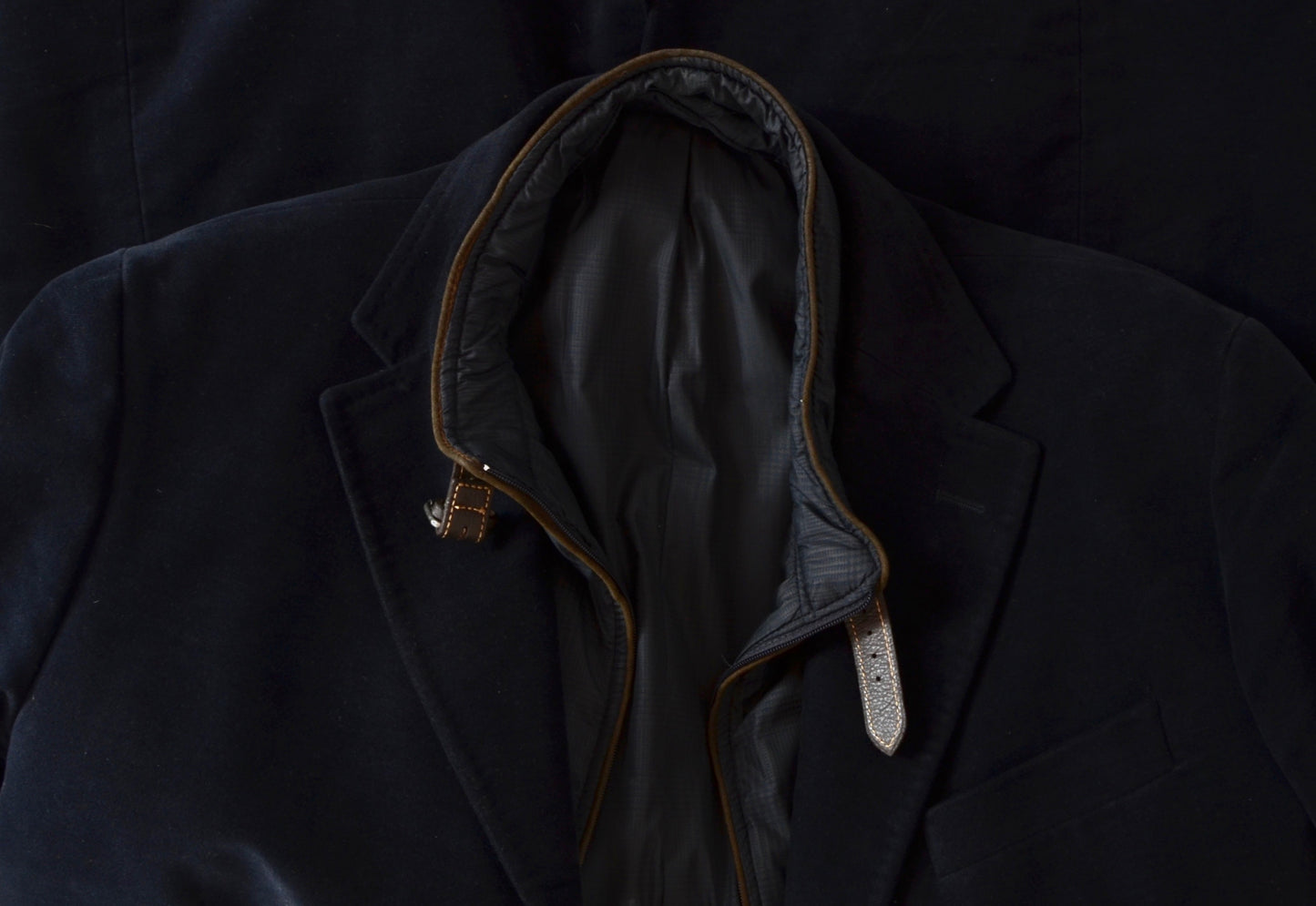Massimo Dutti Coat Zip Out Collar Größe 56 Slim - Navy