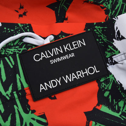 Andy Warhol x Calvin Klein Badeshorts Größe M - Roter &amp; Grüner Hibiskus