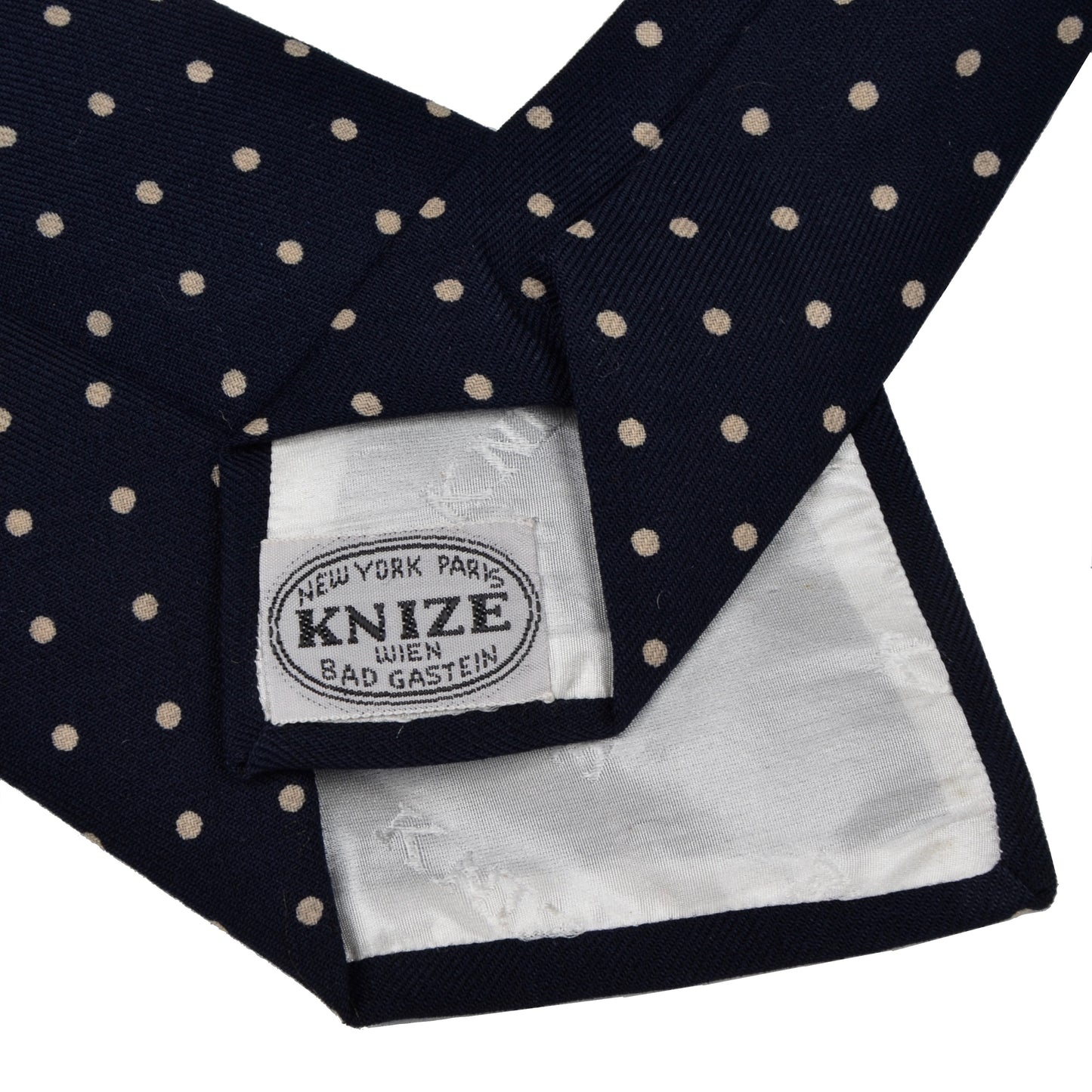 Knize Wien Challis-Krawatte aus Wolle - Navy Pindot