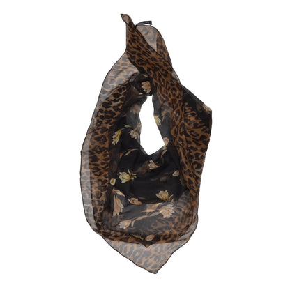 Dolce &amp; Gabbana 85cm Voile Seidenschal - Schwarz &amp; Leopard