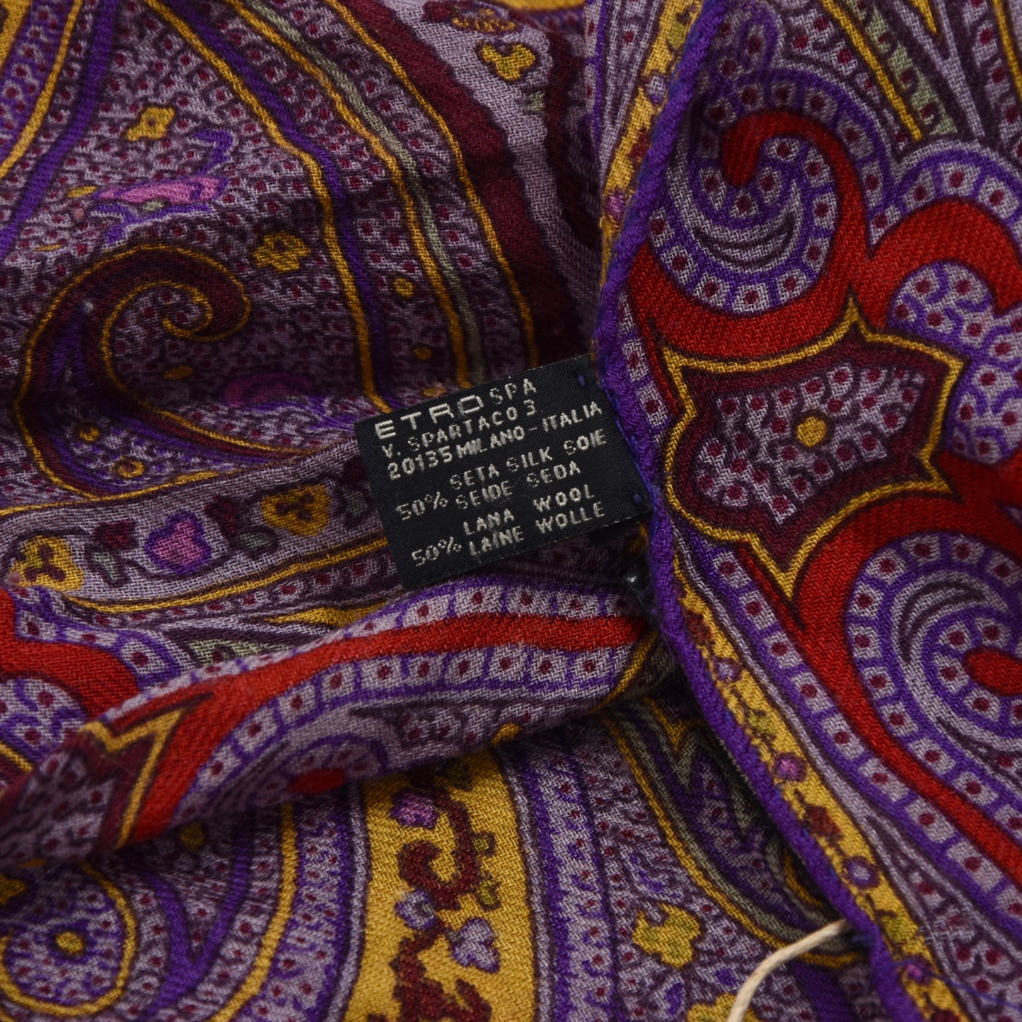 Etro Milano Wool-Silk Scarf 164cm - Purple Paisley