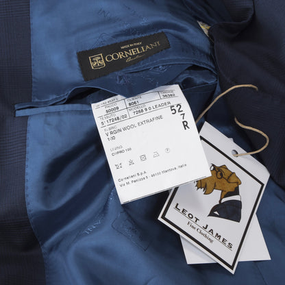 Corneliani Super 130s Wool Suit Size 52 - Navy Blue Prince of Wales