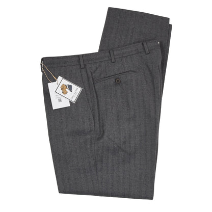 Ermenegildo Zegna Herringbone Wool Pants Size 56 - Grey