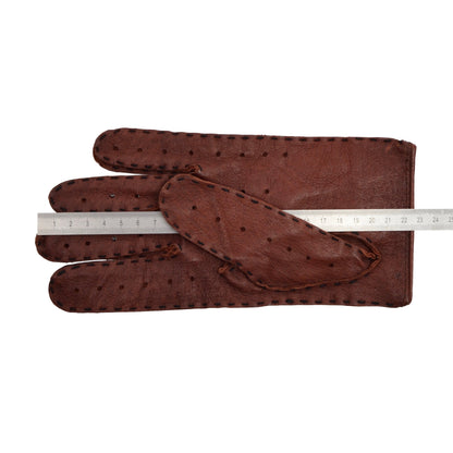 Unlined Leather Driving Gloves - Burgundy/Brown