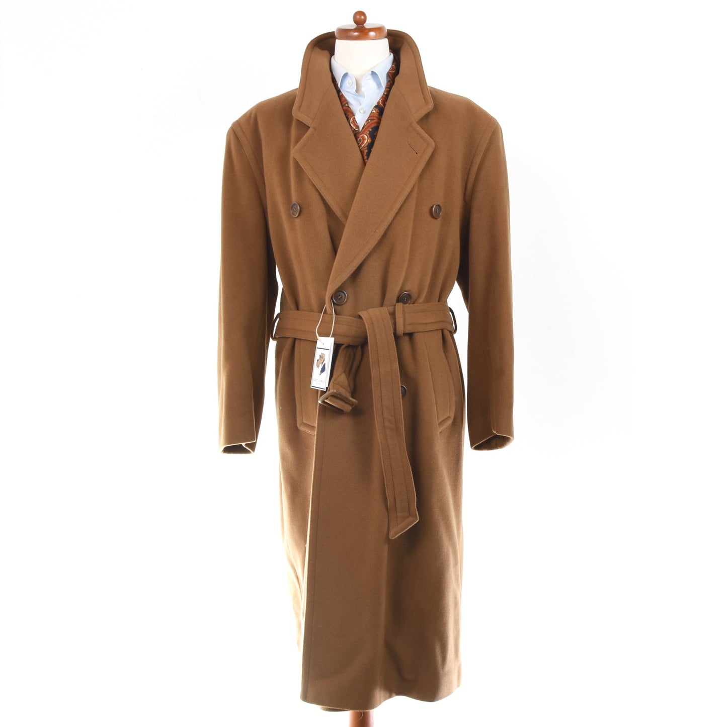 Vintage Hugo Boss Belted Wool Overcoat - Caramel Tan