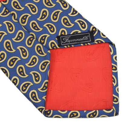 Faconnable Paisley Silk Tie - Blue/Yellow
