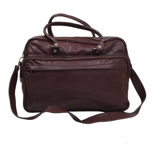 Vintage Leather Holdall Bag - Burgundy