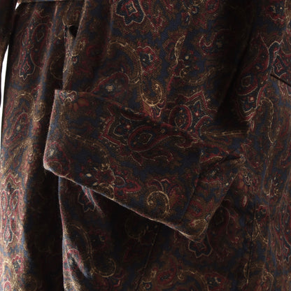Vintage Old England Shawl Collar Wool Challis Robe - Paisley