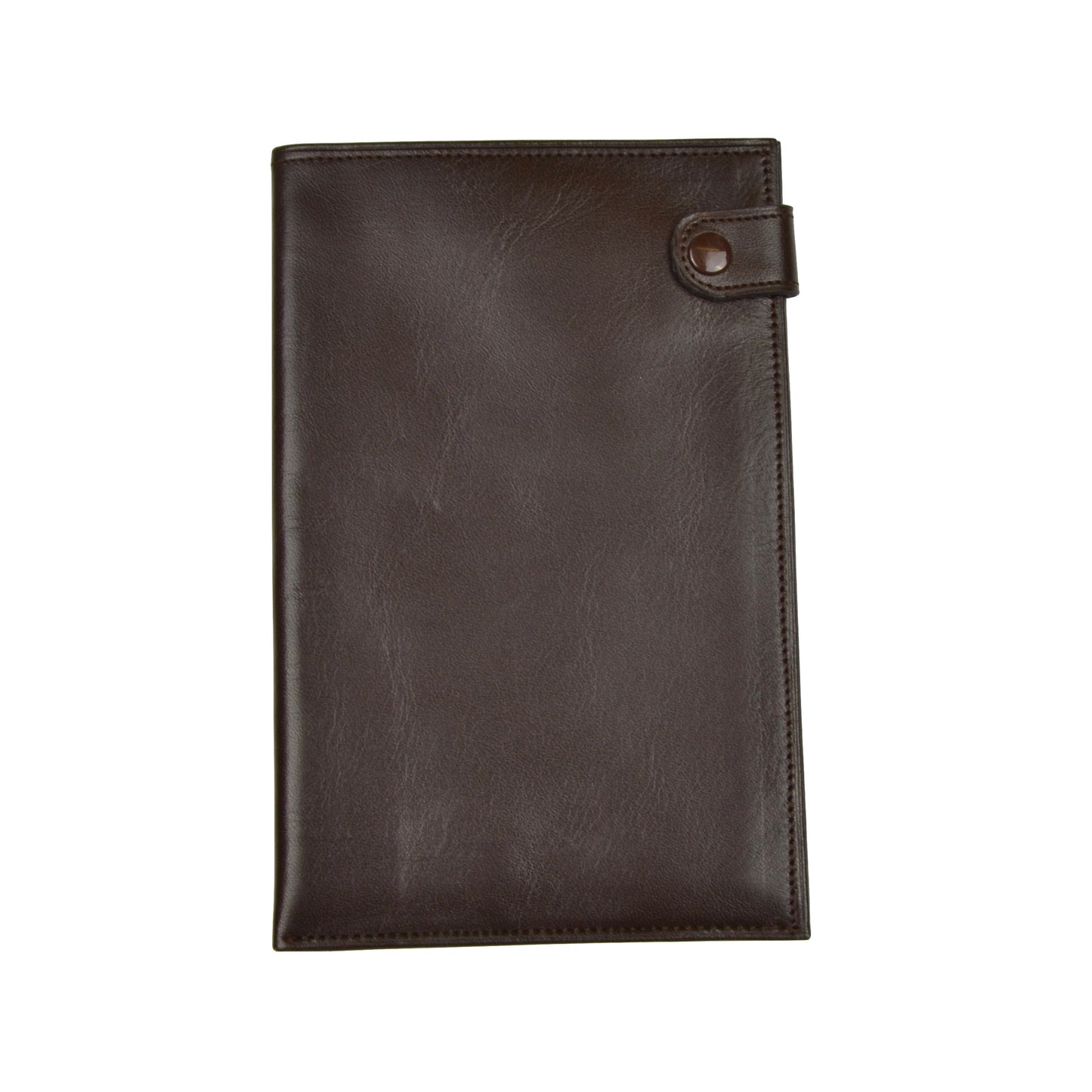 Snap-Closed Leather Passport Case/Wallet - Chocolate Brown