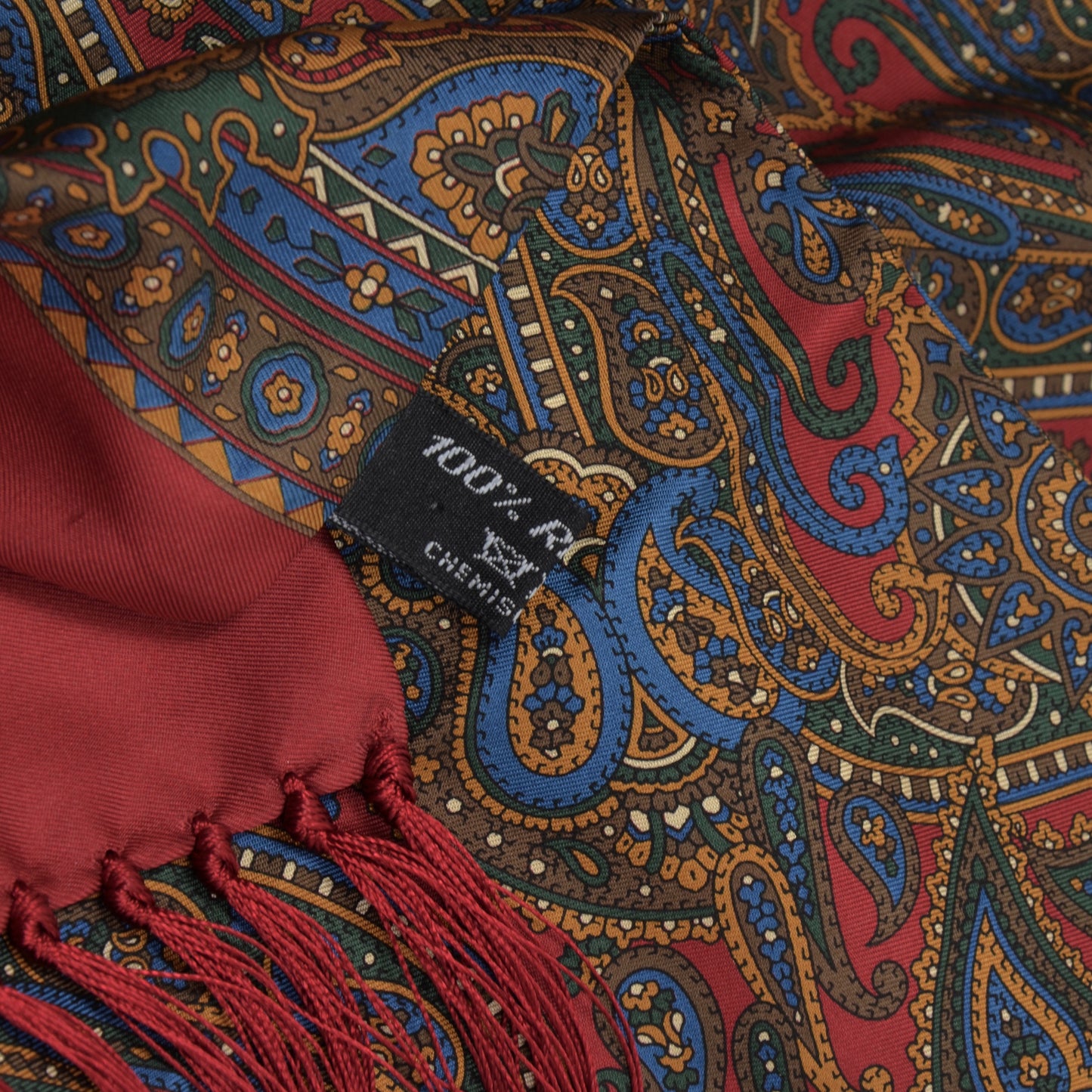 Classic Silk Dress Scarf - Burgundy Paisley