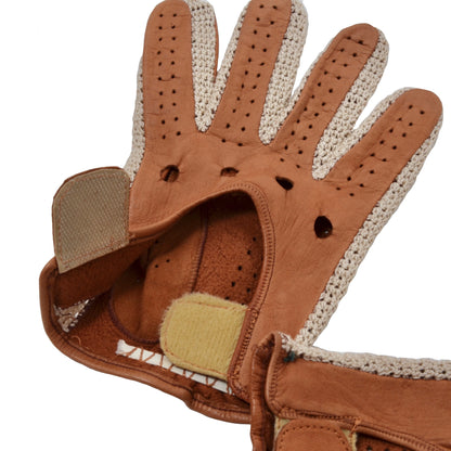 Ungefütterte Leder- und Strickhandschuhe Größe 8,5 - Hellbraun