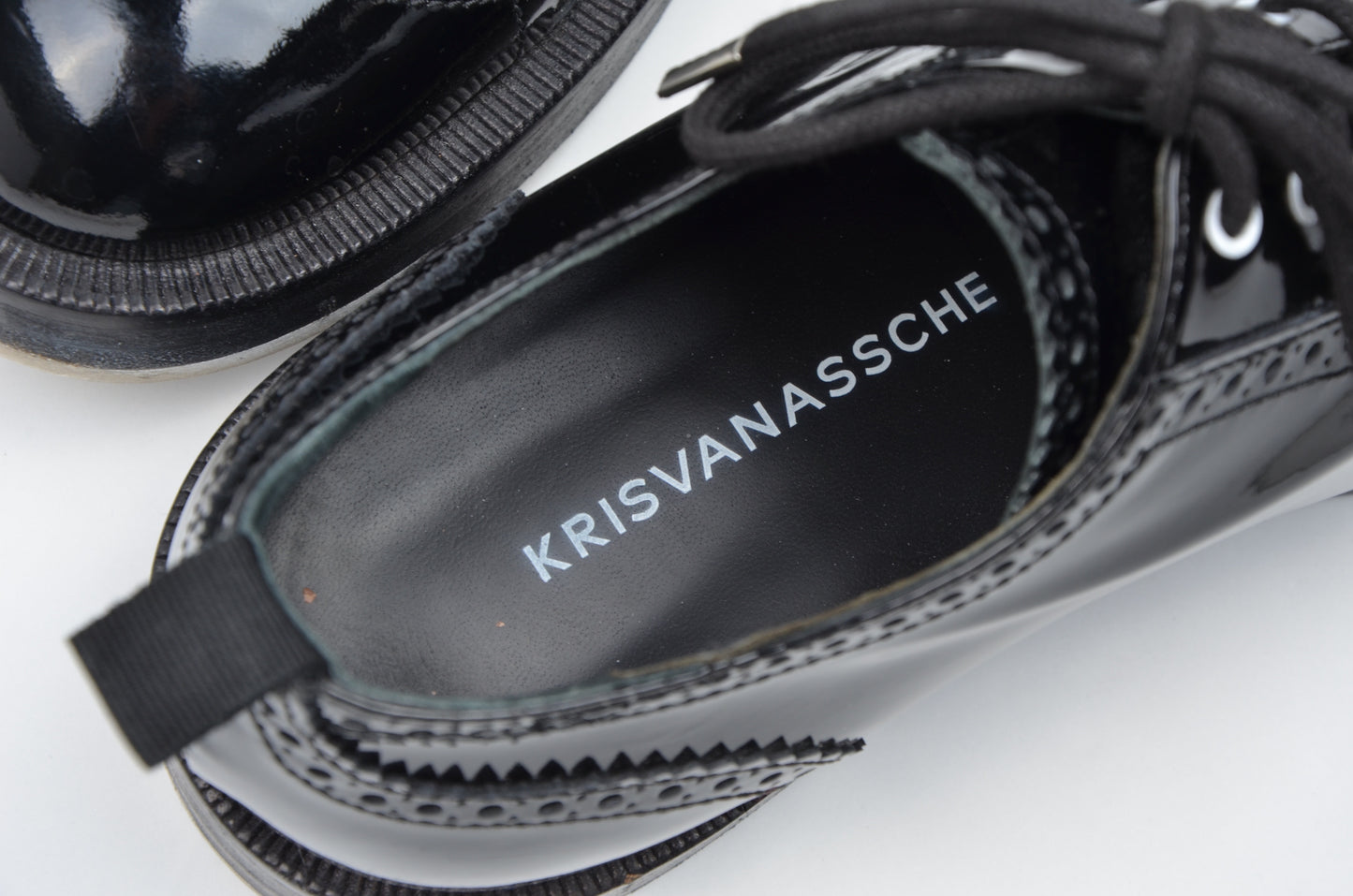Kris van Assche Patent Leather Shoes Brogues Plus Size 40 - Black