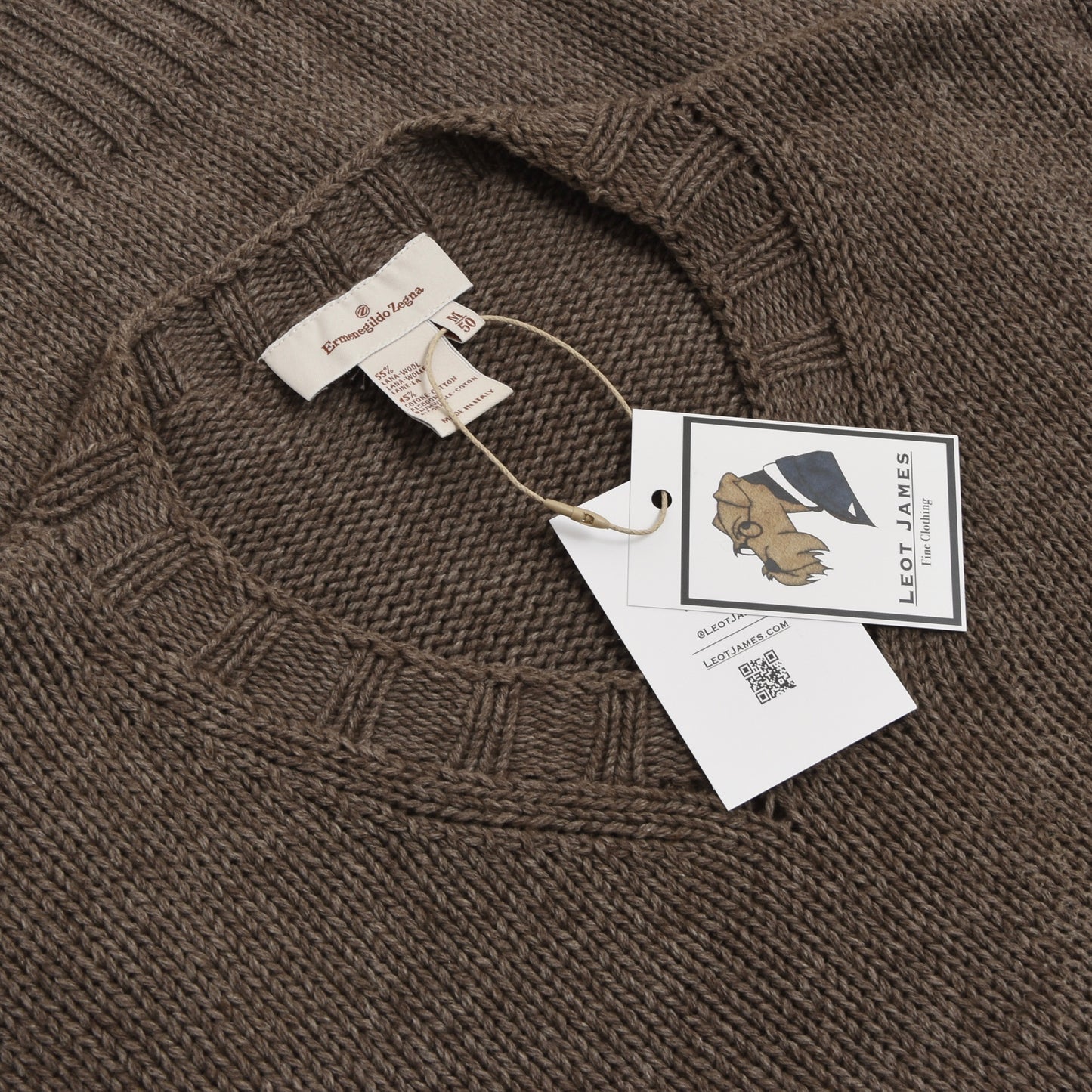 Ermenegildo Zegna Locker gestrickter Pullover aus Wolle/Baumwolle Größe M/50 - Cappuccino Brown