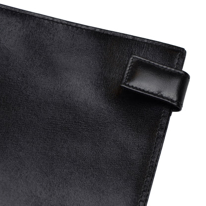 Snap-Closed Leather Passport Case/Wallet - Black