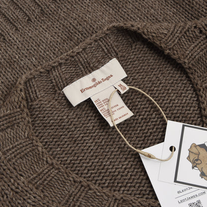 Ermenegildo Zegna Locker gestrickter Pullover aus Wolle/Baumwolle Größe M/50 - Cappuccino Brown