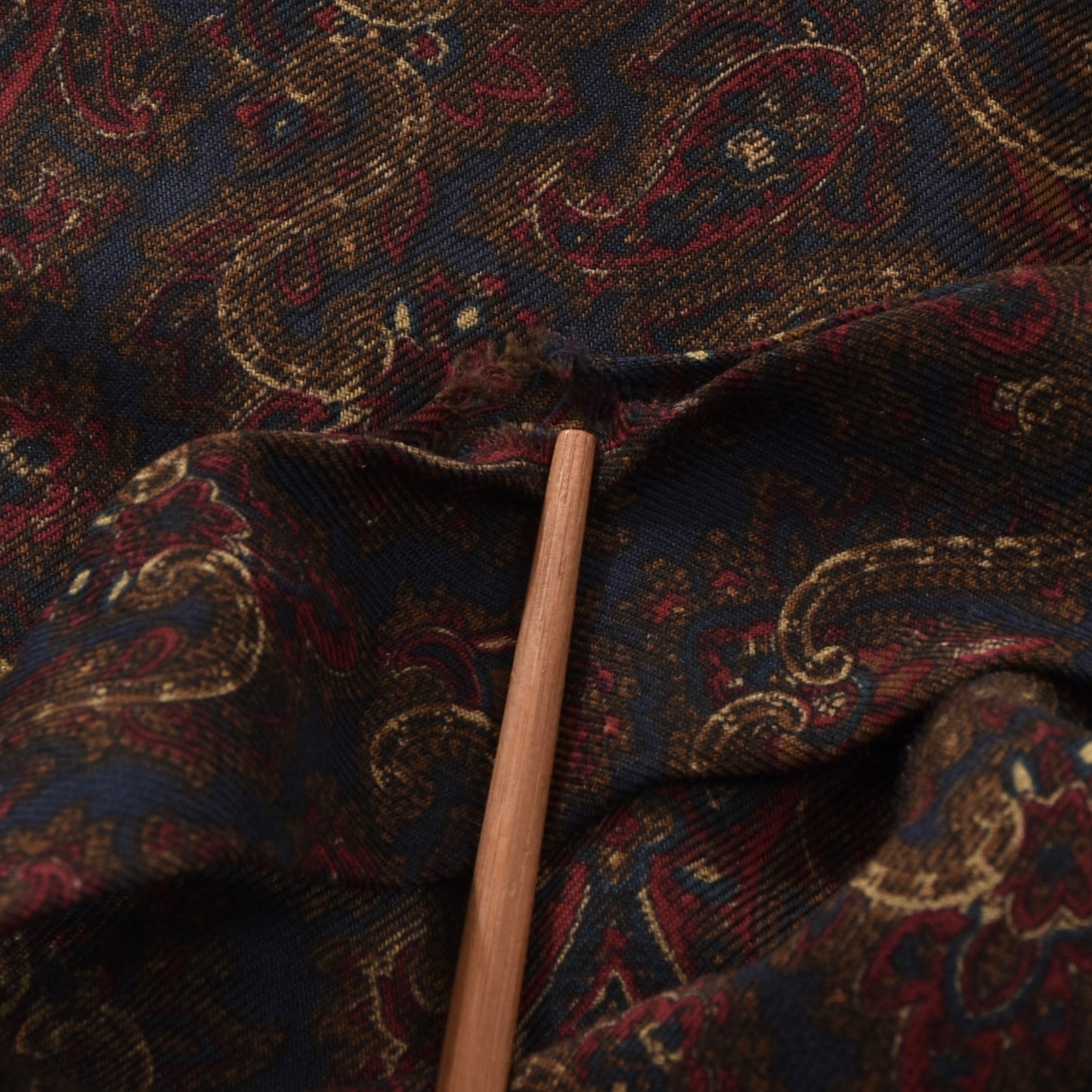Vintage Old England Shawl Collar Wool Challis Robe - Paisley