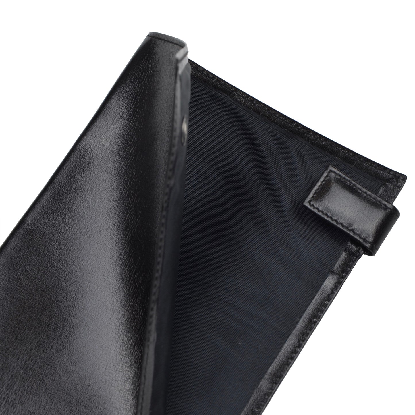 Snap-Closed Leather Passport Case/Wallet - Black