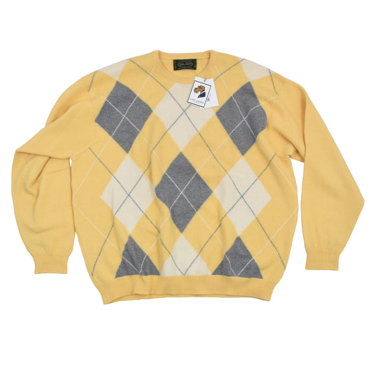 Peter Scott Woll-Angora-Pullover Größe UK48 - Yellow Argyle