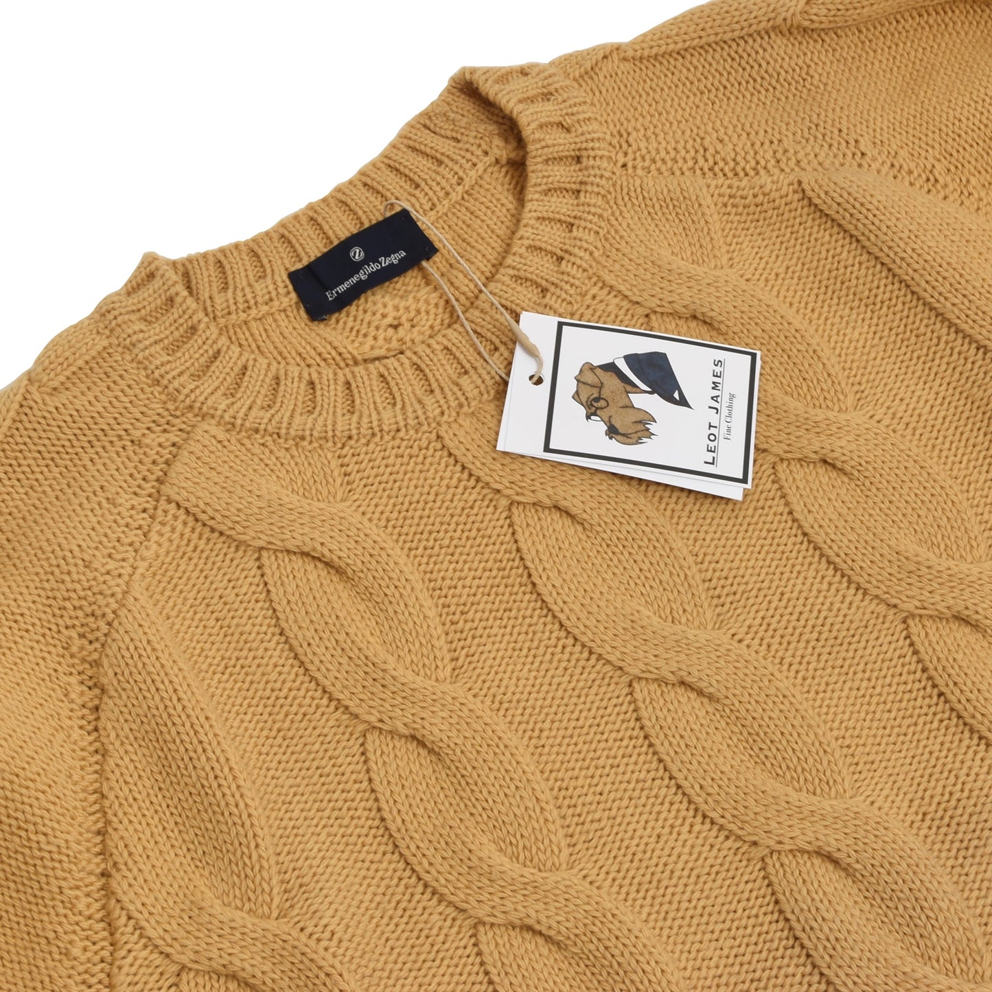 Ermenegildo Zegna Thick Cableknit Wool Sweater Size L - Mustard