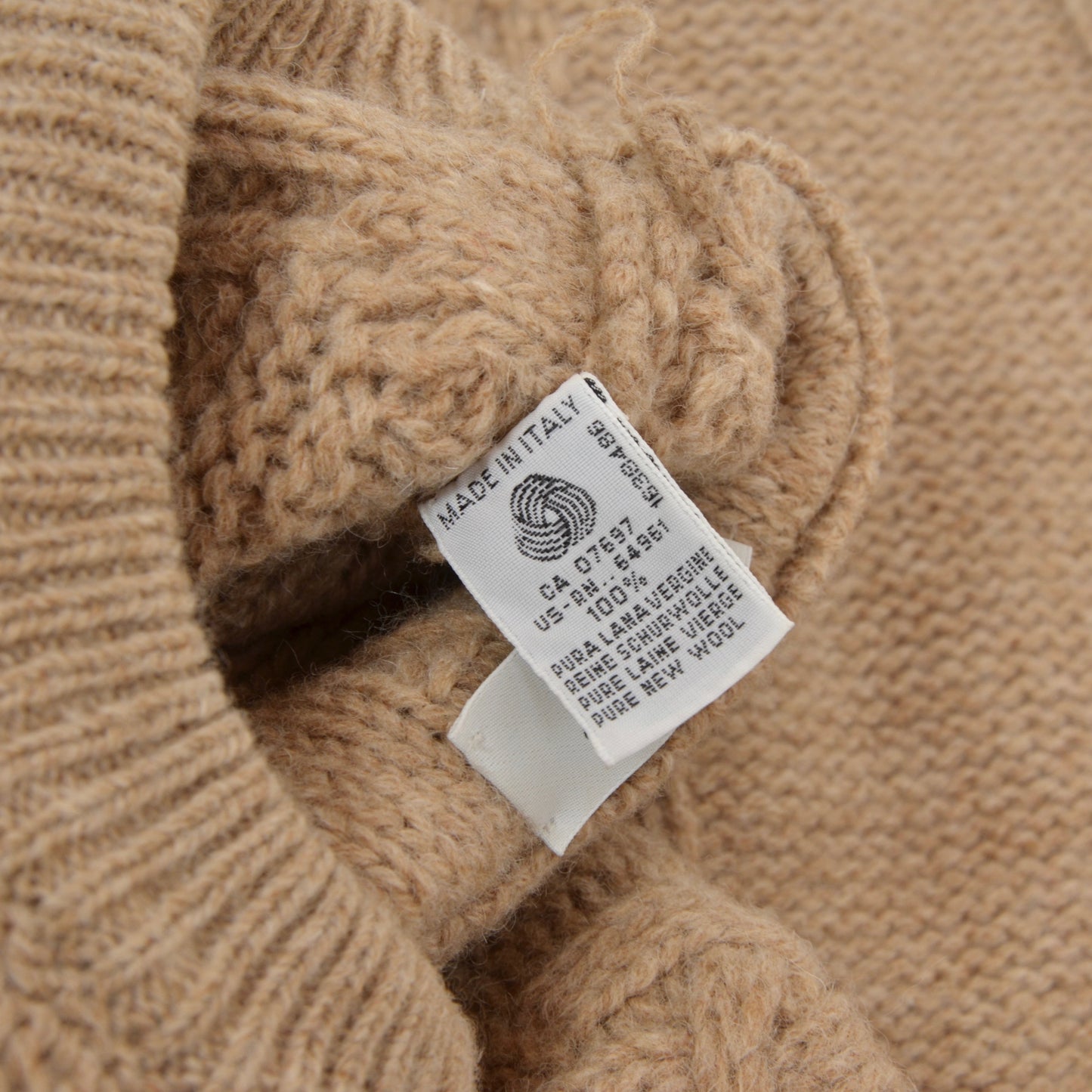 Vintage Benetton Cableknit Shetland Wollpullover Größe 54 - Haferflocken