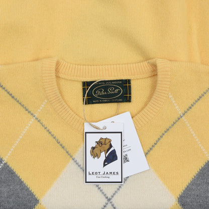 Peter Scott Wool-Angora Sweater Size UK48 - Yellow Argyle