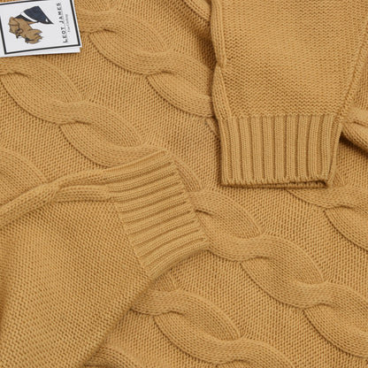 Ermenegildo Zegna Thick Cableknit Wool Sweater Size L - Mustard