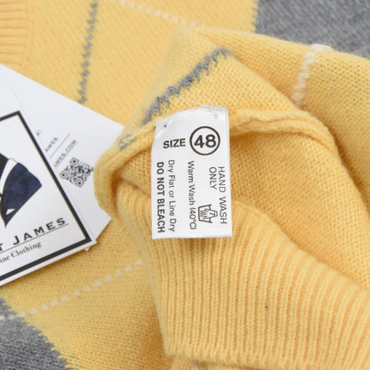 Peter Scott Wool-Angora Sweater Size UK48 - Yellow Argyle