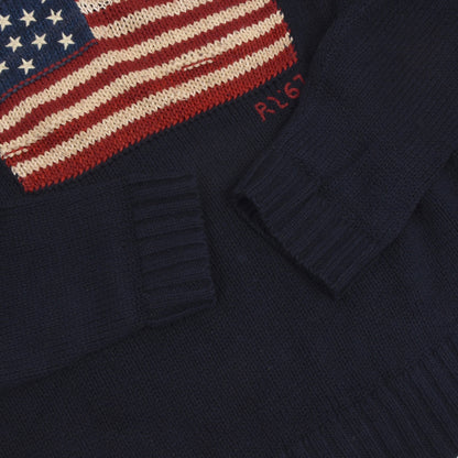 Polo Ralph Lauren American Flag Cotton/Linen Sweater Size XL - Navy Blue