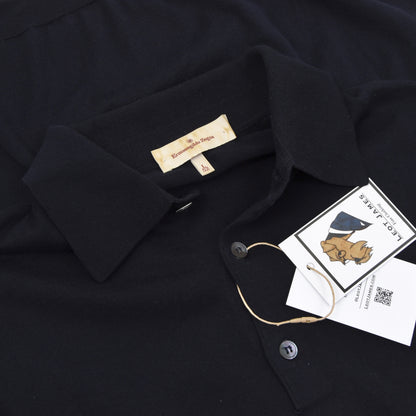 Ermenegildo Zegna Knit Cotton Polo Pullover Größe L 52 - Marineblau