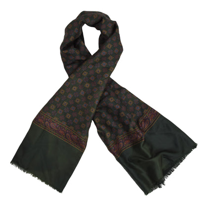 Classic Double-Sided Silk/Wool Dress Scarf - Green