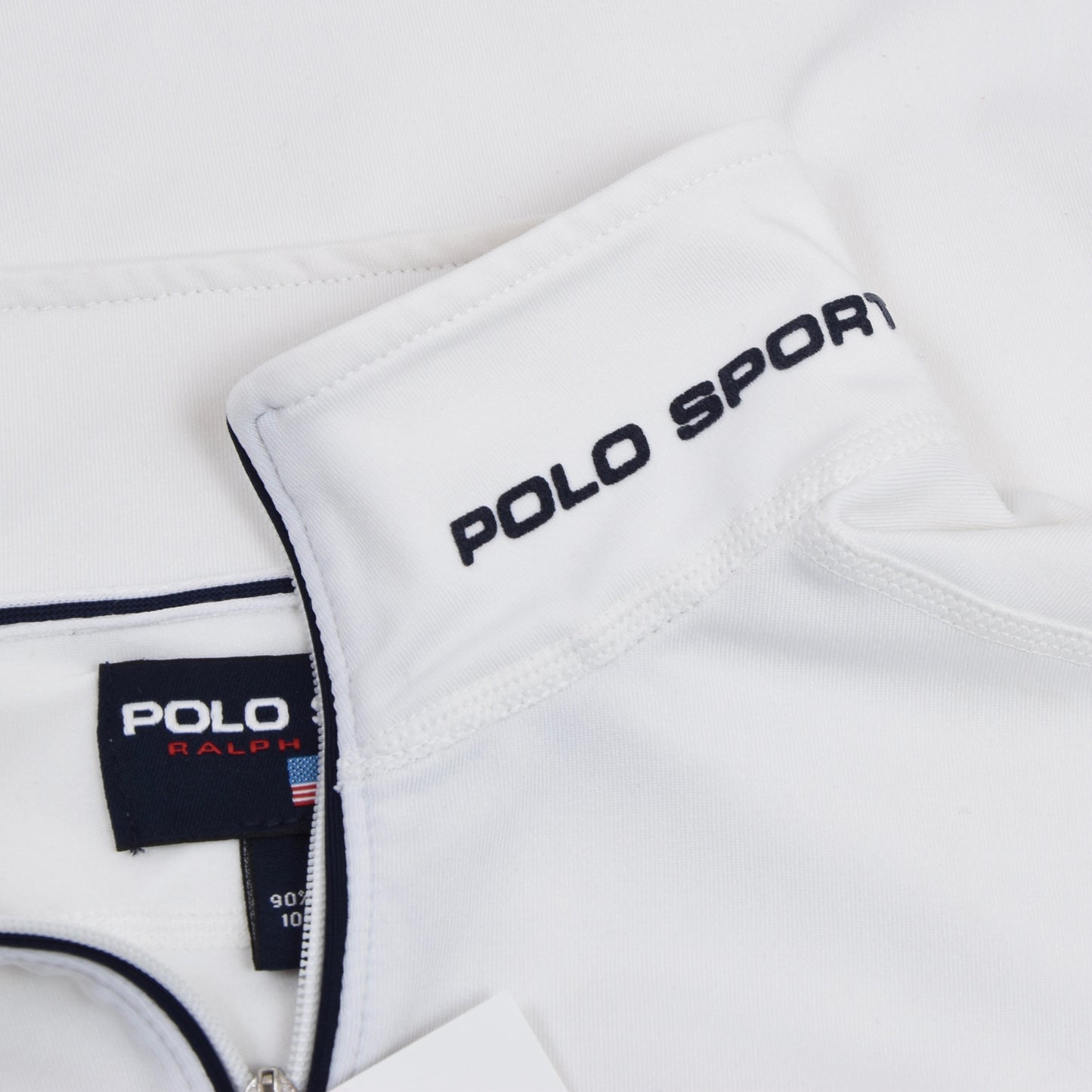 Vintage Polo Sport 1/4 Zip Spandex Shirt Größe M - weiß