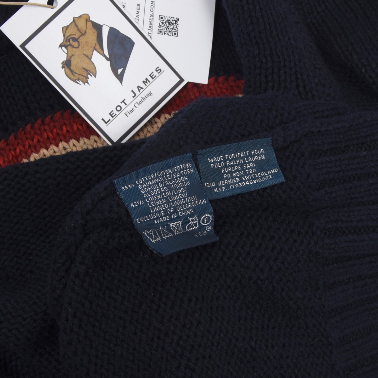 Polo Ralph Lauren Pullover aus Baumwolle/Leinen mit amerikanischer Flagge, Größe XL – Marineblau