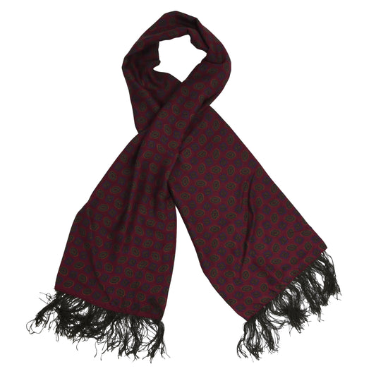 Anonymous Fringed Silk Dress Scarf - Burgundy